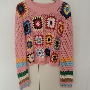 Debut Multicolor Crochet Women's Sweater